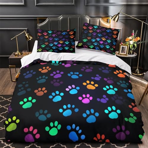 Housse de couette chat 3D parure de lit 220x240 fermeture éclair microfibre