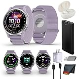 Garmin Approach J1 Junior GPS Golf Smartwatch, Silver Aluminum Bezel with Lilac ComfortFit Fabric Band, Features for Learning and Improving, Pace of Play Timer Bundle
