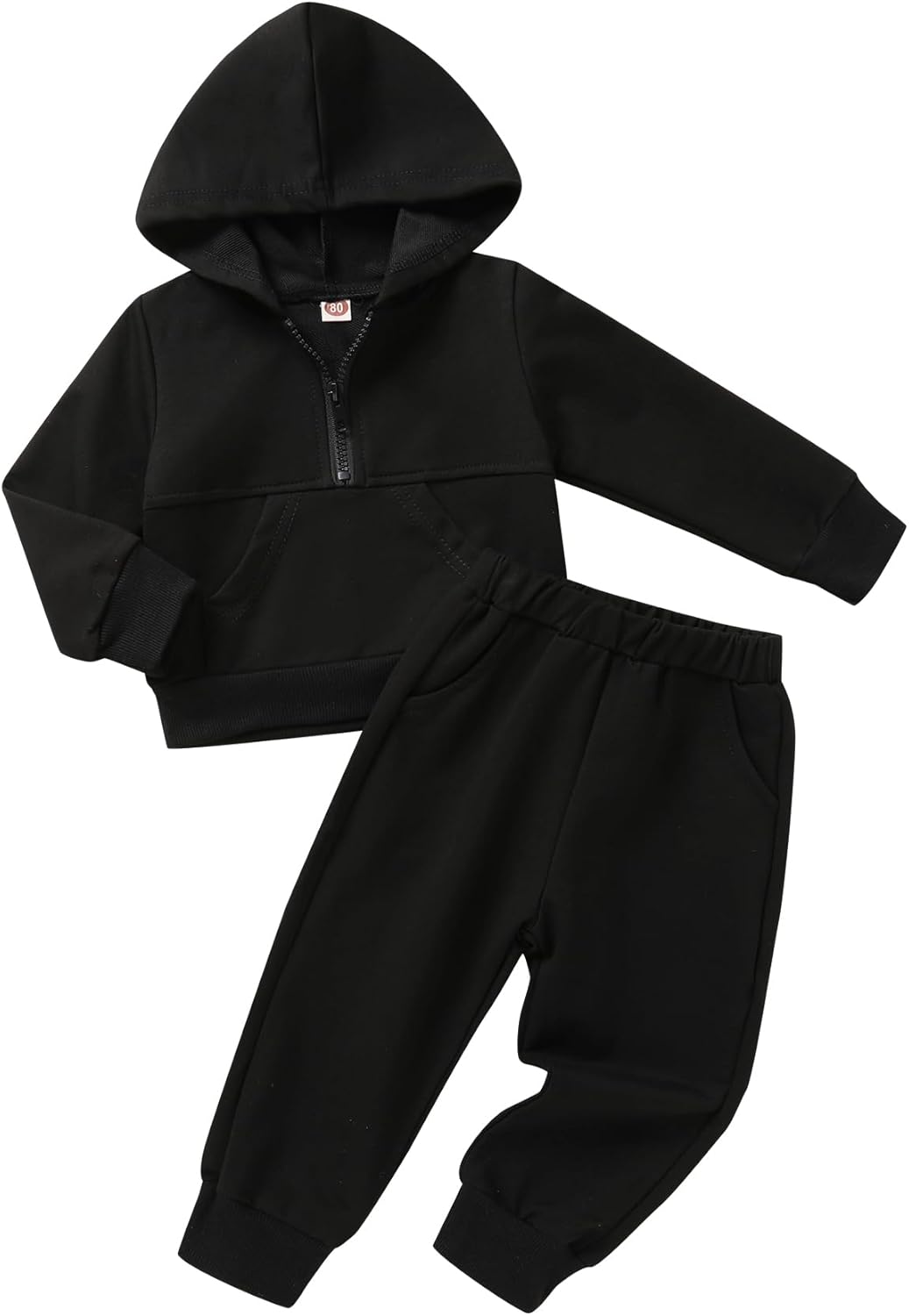 Happy Town Baby Clothes for Girls Boys Solid Color Half-Zip Sweatshirt and Sweatpants Outfits Set Fall Toddler Sweatsuit