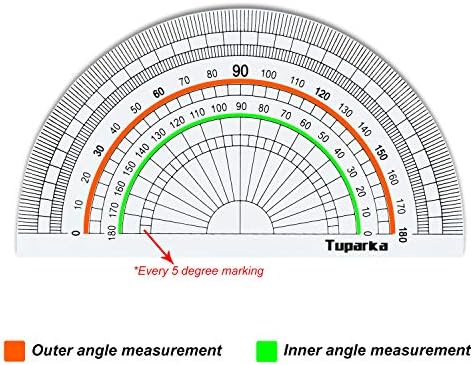 TUPARKA 12 Pack Protractor Clear Math Protractor 180 Degrees 10cm