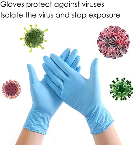 6 Boxes Disposable Nitrile Gloves Blue Anti-Infection Anti-Allergy Isolate Germs Work Gloves Household Kitchen Cleaning Inspection Tools (100Pcs / Box),M