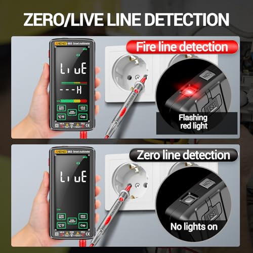 Image of Smart Multimeter, Smart Digital multimeter Tester with Touch Screen 6000 Counts Auto Ranging Rechargeable multimeter A Reverse Display NCV Tester with Flashlight for Electricians,DIY (Black)