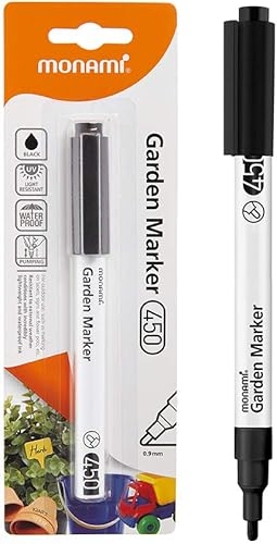 MONAMI Marcador de jardín 450, punta fina (0.035 in), marcador permanente para uso en exteriores, blanco, 1 unidad