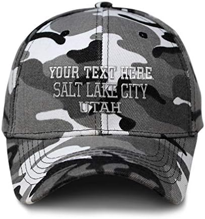 Custom City Camo Baseball Cap Salt Lake Utah United States Embroidery Acrylic Hunting Dad Hats for Men & Women Strap Closure City Camo Personalized Text Here