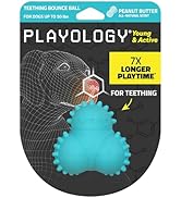 Playology Puppy Bounce Ball Dog Toy for Young & Active Dogs | Engaging All-Natural Peanut Butter ...