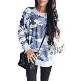 Womens Tops Shirt Plus Size Oversize Sweatshirt Colorful Camouflage Pattern Graphic Print Long Sleeve Loose Crew-Neck Blouse(A Blue,4XL)
