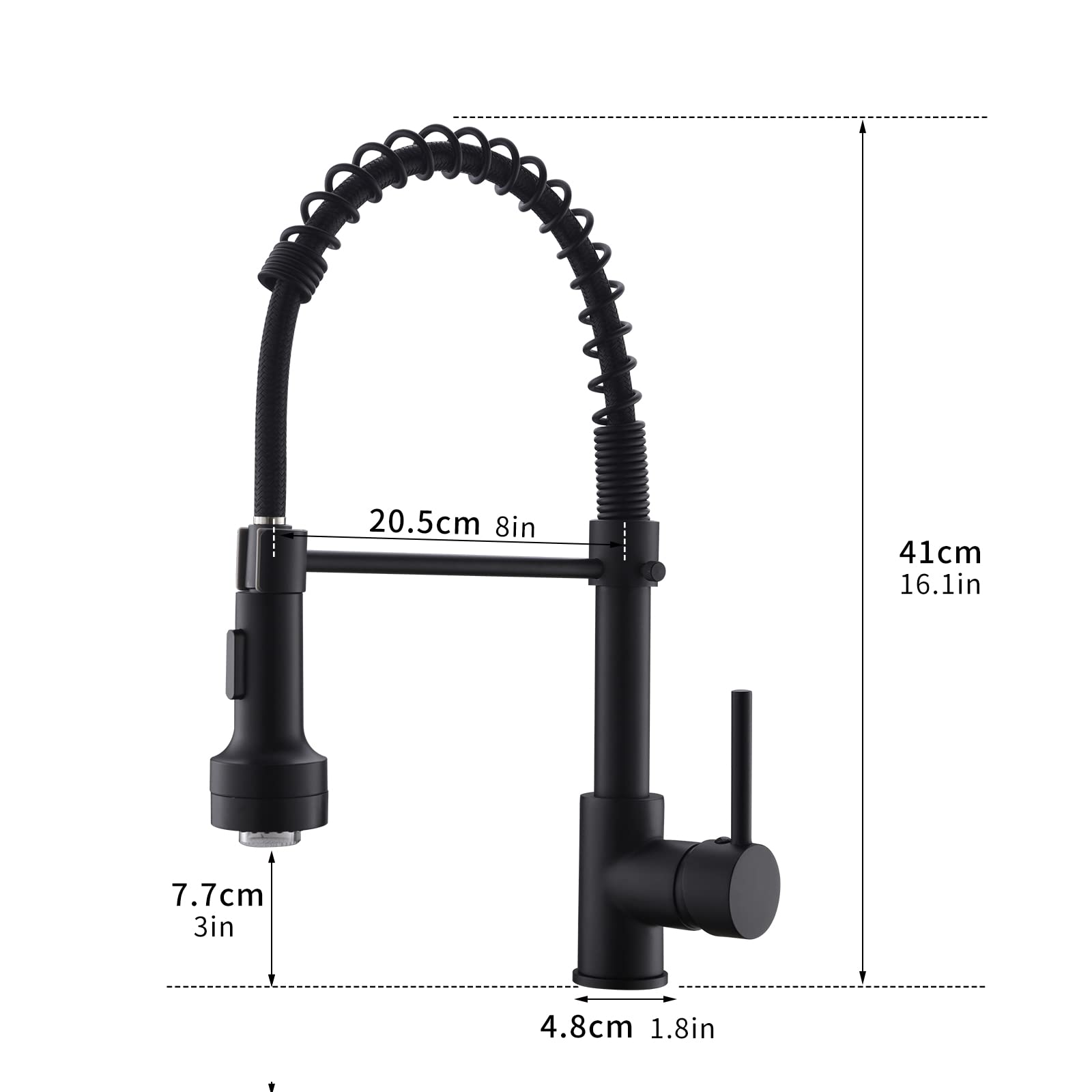 AIMADI Küchenarmatur Ausziehbar LED Wasserhahn Küche, 2 Wege Spüle (Strahl & Spray), 360° Drehbar, Einhebelmischer für Spülbecken, Schwarz Matt