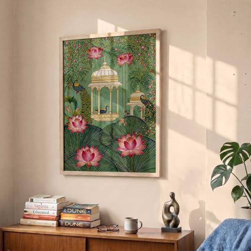 Image of kotart Madhubani Art Wall Painting Traditional Home Decoration With Frame For Living Room Bed Room Hotel Wall Decor Digital Reprint (14X20 inch)