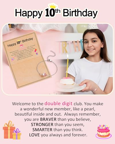 Image of Happy Birthday Gifts for Her, Pearl Bracelet for 10 13 16 Year Old Daughter Granddaughter Niece Women