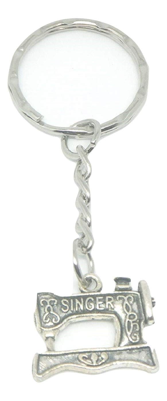 Starfish Records Tibetan silver on stainless steel chain sewing machine keyring in a Velvet Bag/Sewer, Tailor, Dressmaker