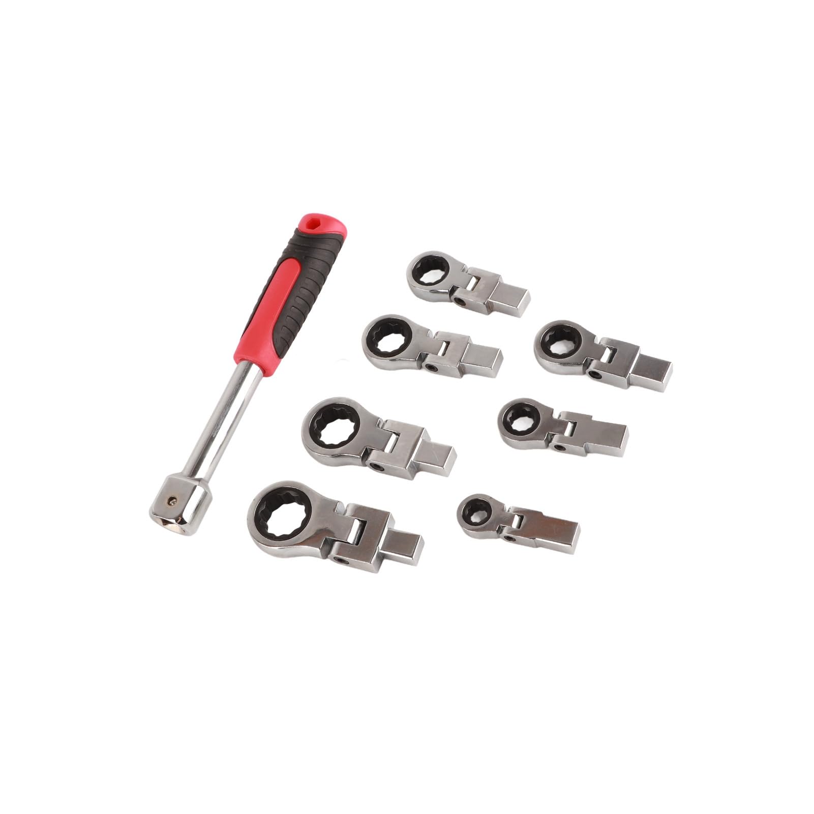 Jeu de clés à cliquet 8 pièces |Tête pivotante à 180° en acier allié chromé |Kit d'outils robuste pour la réparation automobile, l'entretien de la maison, l'assemblage de meubles