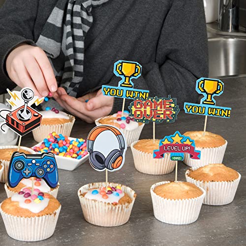 Gyufise 36Pcs Video Game Cupcake Toppers Game On Controllers Cupcake Picks Gamepad Cake Decorations For Game Theme Baby Shower Kids Boys Girls Birthday Anniversary Party Decorations Supplies #TOP3