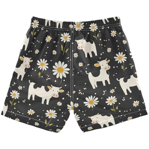 Cows Meadow Star Boys Swim Trunks Farm Highland Cattle Toddler Beach Board Shorts Baby Summer Bathing Suit L2