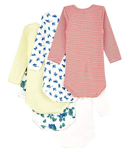 Petit Bateau Babies' Cat Pattern Long-Sleeved Bodysuit - 5-Pack STYLE 59427 1-36 MONTHS2