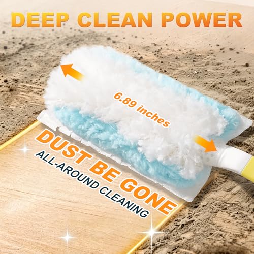 Image of JOYMOOP Disposable Duster for Cleaning, with 2 Handles & 24 Ct Blue Heavy Duty Refills for Swiffer Feather Duster, Household Cleaning Tool for Electronics, Dusting Furniture, Blinds, Pet Hair