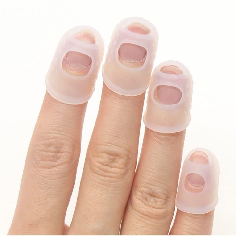 Gigicloud 5pcs Guitar Finger Protector, Silicone Anti-Slip Breathable Finger Cover Guitar Fingertip Protector Covers Guard Play Finger Gloves for Ukulele Electric Acoustic Stringed Musical