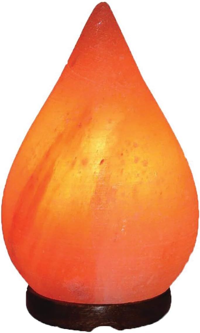 Himalayan Pink Salt Lamp - Teardrop, Individually Hand Crafted Himalayan Pink Salt Lamps, Amber Glow, Wooden Base, Bedside Night Light, 15 Watt Bulbs, UL Cord I 6-7 lb