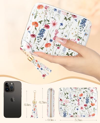 Image of Bistup 【40 Slots Credit Card Holder for Women Girls Cute RFID Blocking Card Organizer Leather Cardholder Protector for Lady Female Large Capacity Size Big Zipper Wallet Flower Kawaii Aesthetic Unique