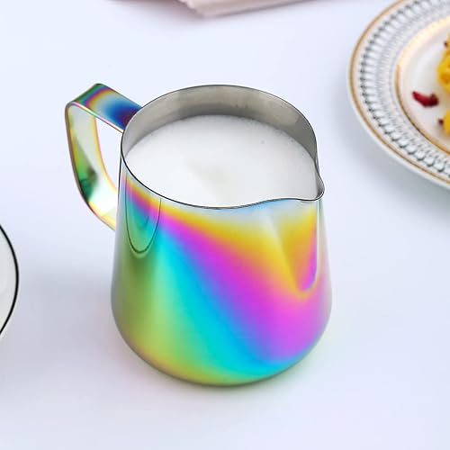 Miniatura 8 de Jarra Espumadora de Leche 12oz - 350ml, Kyraton Jarras de Acero Inoxidable para Espresso con Bolígrafo Decorativo, Jarras de Café Espumador Tazas