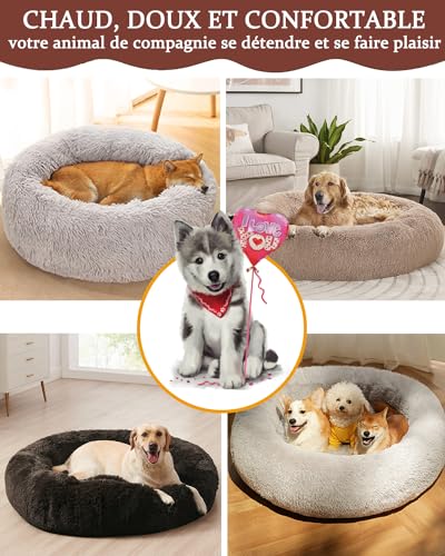 Puppy Love Hundebett, Katzenkorb für Hunde, ausziehbar, beruhigendes Hundekissen, waschbar, bequemes Bett für kleine mittelgroße und große Hunde, weich und flauschig (Ø50 cm, Rot)