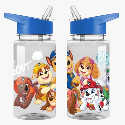 TDL Official Kids Water Bottle 450ml BPA-Free Leakproof Flick-Top Lid Official Character Design Bottle for School Nursery Travel & Sports (Paw Patrol Boys)