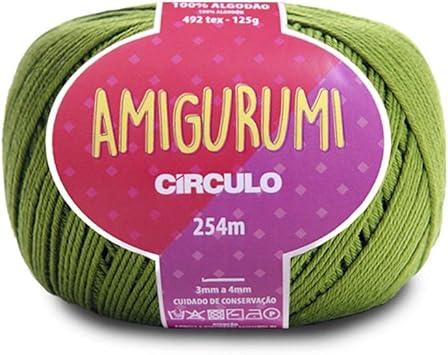 Circulo Amigurumi Cotton - Soft Green Yarn for Crocheting & Knitting, Sport Weight, 4.4 oz, 278 yds - Color 5203 - Greenery