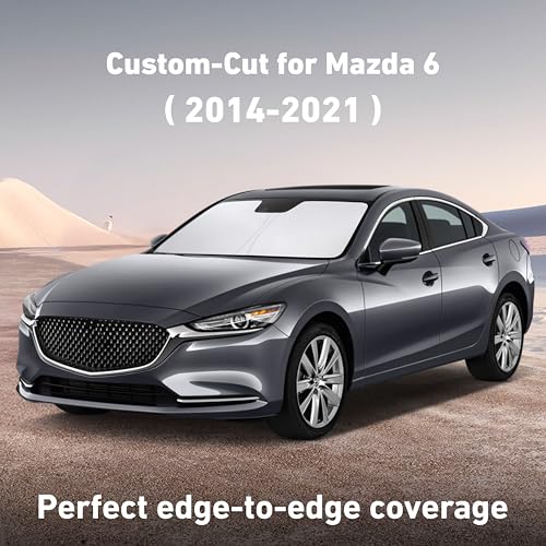 Image of EcoNour Windshield Sunshade Compatible for Mazda 6 2014-2019 2020 2021, Sun Visor for Front Windshield & Window Sun Shade Cover, UV Heat Blocker & Protector, Car Accessories