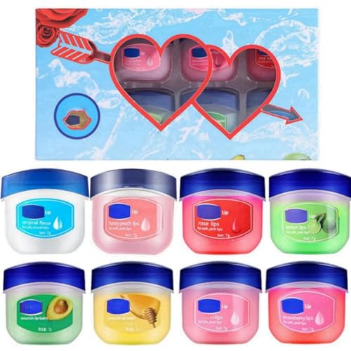 8PCS Lip Balm Set - Moisturizing Repair Mask for Day & Night Care Reduces Lines & Wrinkles Brightens Dark Color For Very Dry Lips