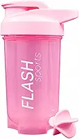 Shakeira Coqueteleira Academia 400ml com Mola Misturadora Garrafa Plástica Resistente para Suplementos e Shakes (PRETO COM ROSA)