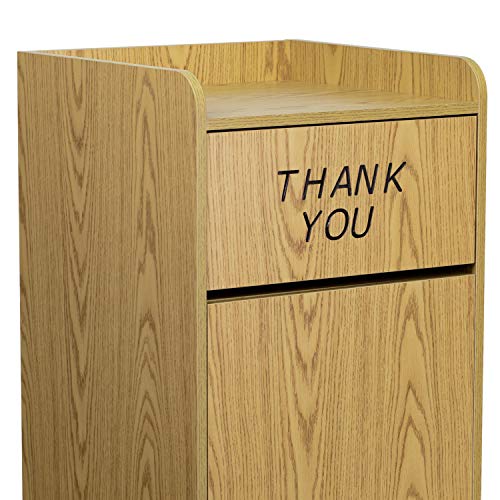 Flash Furniture Sony Laminate Wood Tray-Top Commercial Grade Trash Receptacle In Oak #TOP5