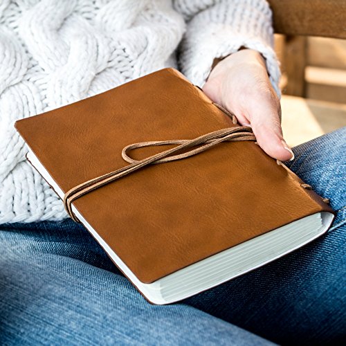 Journal en cuir compact blocnotes pages blanches carnet de voyage rechargeable - 2