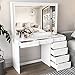 Boahaus Joan Vanity Makeup Desk with 7 Drawers, Wide Hollywood Vanity Mirror, No Lights Add-on Included, White Vanity Painted Makeup Table, Vanity Dresser with Mirror for Bedroom