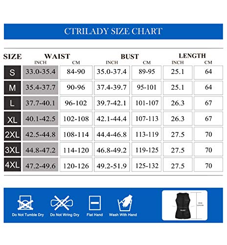 image for Ctrilady Men’s Wetsuit Top Neoprene Vest with Front Zipper, UV Prote