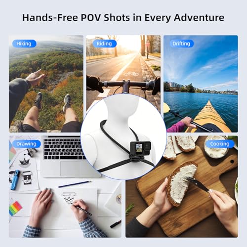 Image of MOBILIFE Action Camera Neck Mount Hands-Free POV Neck Holder 360 Adjustable Ergonomics Silicone Gooseneck Anti-Shake Chest Strap Air Cushion for GoPro Hero 13 /12 /11 /10 /MAX, Insta 360 X Series