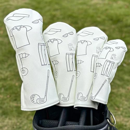 Couvre-club de golf IEFIEL en cuir PU brodé pour bois et hybrides UT de prestige