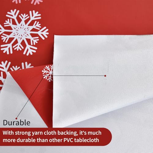 Nappe de Noël imperméable et facile à nettoyer en plastique PVC carré rouge
