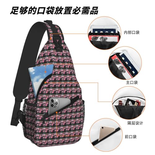 Bolso diagonal ligero con estampado de rosas frescas y tejido resistente 6