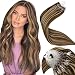 LaaVoo 14inch Micro Loop Ring Human Hair Extensions Color Dark Brown #4 Mixed Caramel Blonde #27 Mini Micro Ring Hair Extensions 1g/strand 50strands