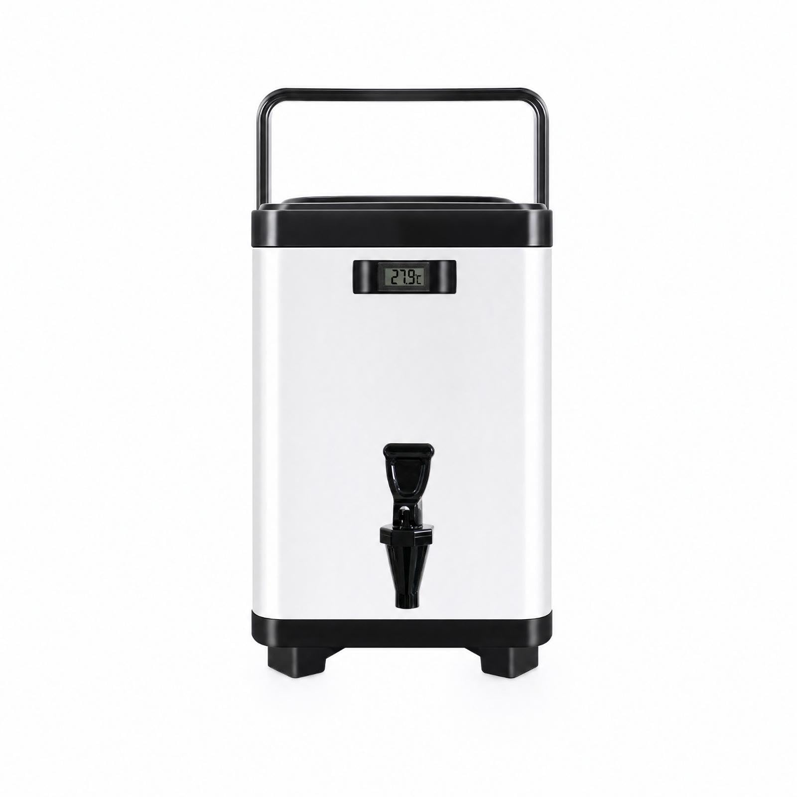 Beverage Dispenser with Thermometer Stainless Steel Beverage Dispenser with Faucet Square Bucket for Restaurants, Breakfast Counters White 8L with Thermometer-image-27