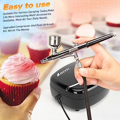 Xdovet Upgraded 40Psi Airbrush Kit With Compressor, Multi-Function Dual-Action Airbrush Set Ideal For Airbrush, Model,Coloring, Painting, Airbrush Tattoos, Nail Design, Art Drawing, Cake Decoration #TOP6
