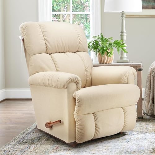Image of LA Z BOY American Imported Pinnacle Single Seater Manual I-Clean Fabric Reclina Rocker Recliner Sofa | Premium Durable Iconic Comfort Home Design | Living Room Relax Seating Chair | I Waverly Linen