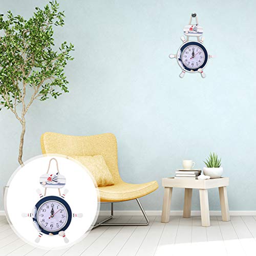 Winomo Decoraciones Para Salas De Casa Wall Hanging Clock Wooden Mediterranean Style Nautical Anchor Clock For Home Living Room Kids Room Diy Wall Arts Decoration (Blue) Vintage Decor #TOP2