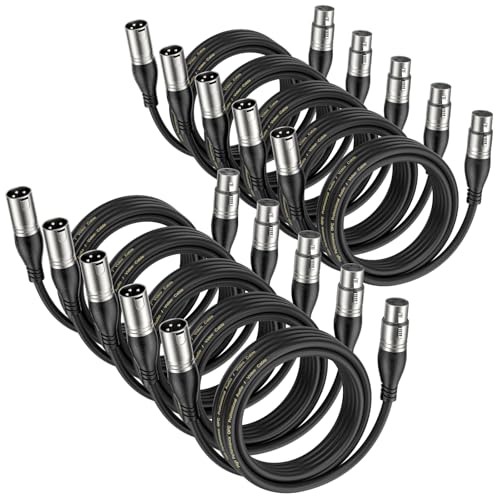 Image of EBXYA XLR Cable 2ft 10 Packs - Premium Balanced Microphone Cable with 3-Pin XLR Male to Female Mic Speaker Cable, Black