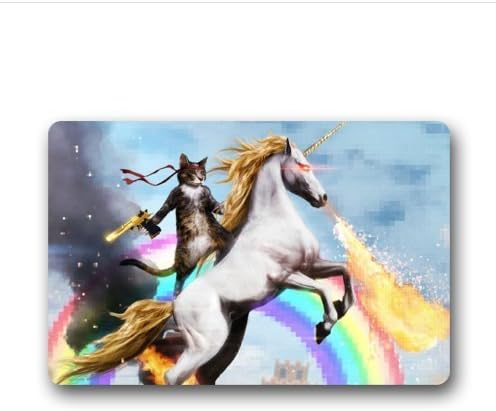 Mugod Special Design Custom cat Unicorn Rainbow Gun Deagle Rambo Doormat 15.7-Inch by 23.6-Inch