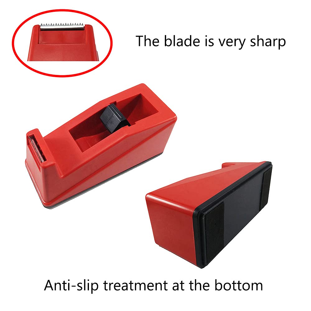 DBKMPZ Dispensador clásico de cinta de escritorio, núcleo de 1 pulgada, base antideslizante, con 1 rollo de cinta transparente invisible, perfecto para oficina, hogar, escuela (rojo)