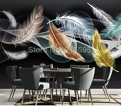 Papier peint panoramique plume d'or 250x175 cm pour chambre - 3