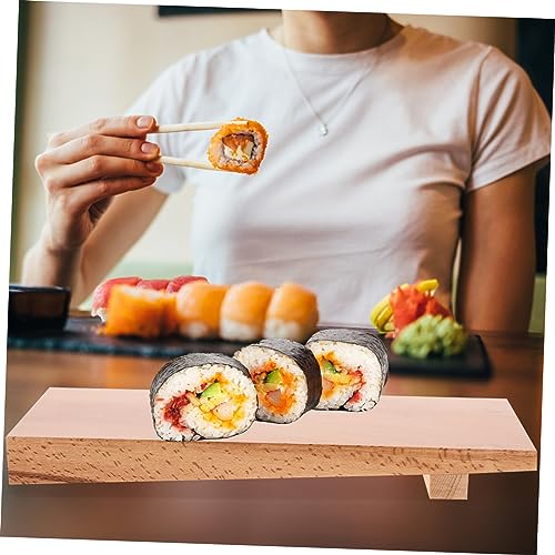 Plato de sushi de madera beige para servir sashimi miniatura 3