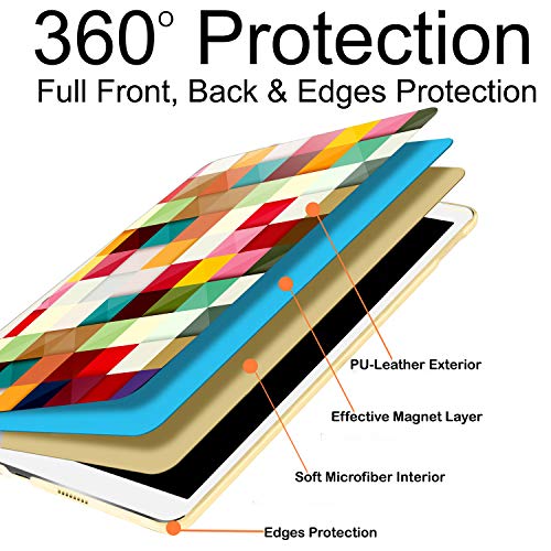 Image of DuraSafe Cases for iPad Pro 11 inch 2nd Gen Folio Printed Case A2228 MY232HN /A MY252HN /A A2068 A2230 MXDC2HN /A MXDE2HN /A MXDD2HN /A MXDF2HN /A A2231 MY332HN /A MY342HN /A MXEW2HN /A MXEY2HN /A - Color Grid