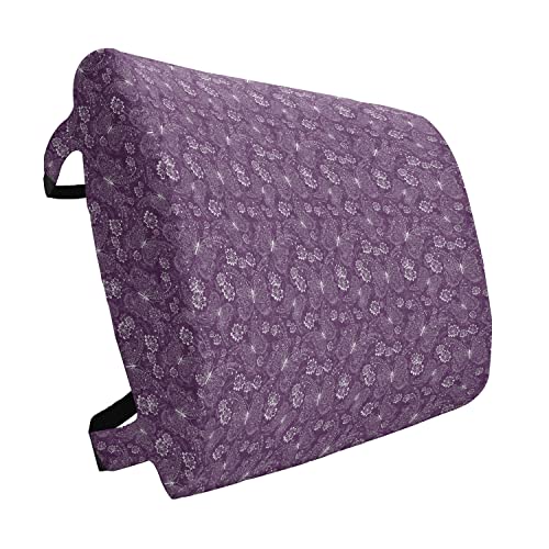 ABAKUHAUS Ciruela Cojín Lumbar, Flores del Estilo de la Vendimia, cojín de Respaldo Suave para sillas de Oficina con Correas Ajustables, 36 x 34 cm, Blanco Ciruela