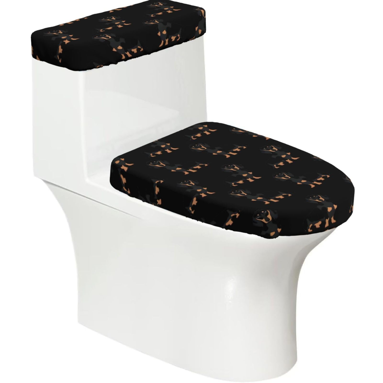 Mrowyc Black Dogs Printed Toilet Seat Set - Set Of 2 - Universal Toilet Seat Cover - Housewarming Birthday Christmas Gift